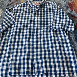 Tommy Bahama men’s Blue and White Checkered SS Shirt XL 80% silk/20% cotton
